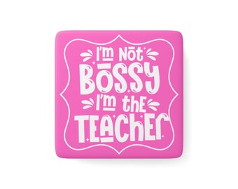 Magnet -  Teacher Gift - Porcelain - Pink -School - End of Year - Refrigerator - Teacher Christmas - Teacher Appreciation - Birthday
