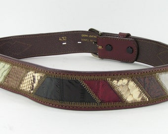 western belt 27 28  29 genuine leather exotic skins shark alligator snake eel vintage cowboy