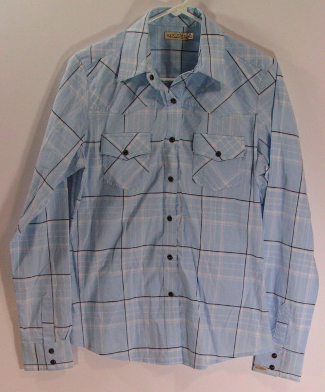 Pearl Snap Western Shirt Womens Medium M Baby Blue Rockies - Etsy