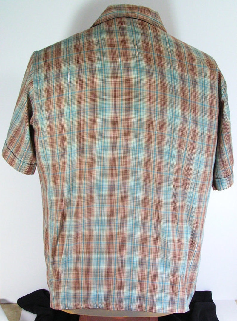 Vintage 1970s Shirt Mens L Large Shimmering Plaid Short Sleeve - Etsy