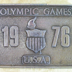 usa olympics belt buckle 1976 brass bicentenial vintage 1970s fashion olympic games image 1