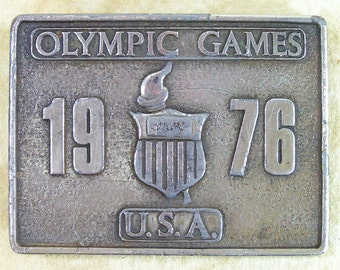 usa olympics belt buckle 1976 brass bicentenial vintage 1970s fashion olympic games