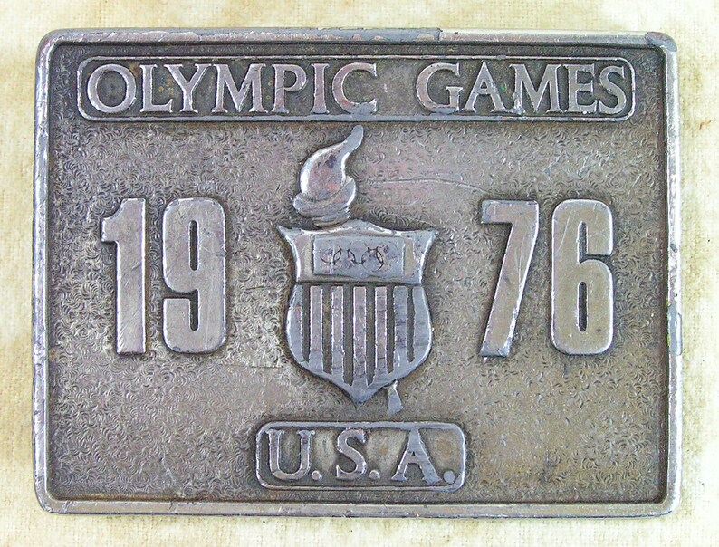 usa olympics belt buckle 1976 brass bicentenial vintage 1970s fashion olympic games image 1