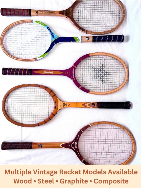 Vintage Tennis Racket Collection – Wilson, Spalding, Davis Retro Sports Decor