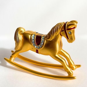 Vintage Estée Lauder Solid Perfume Compact &#39;White Linen&#39; Rocking Horse 1998
