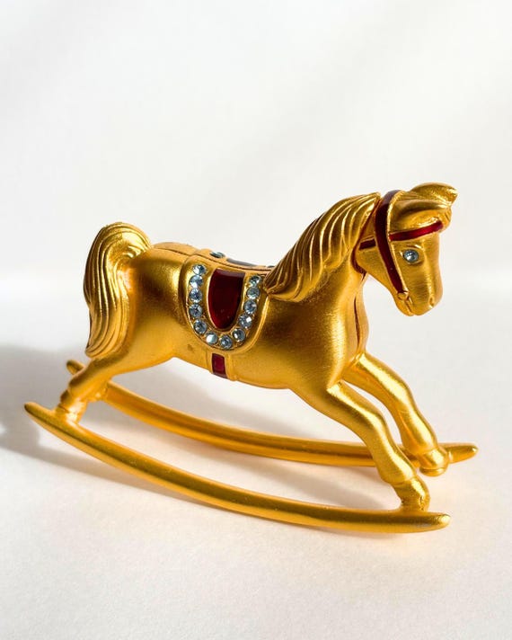 Vintage Estée Lauder Solid Perfume Compact 'White Linen' Rocking Horse 1998