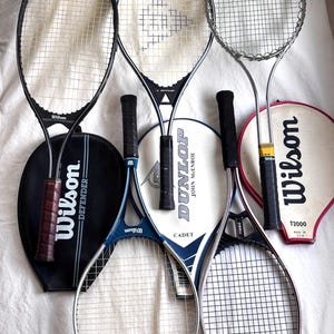 Vintage Tennis & Racquetball Racquet Collection – Wilson, Jack Kramer, Spalding, Dunlop, Prince Tennis Rackets – Retro Sports Decor image 15