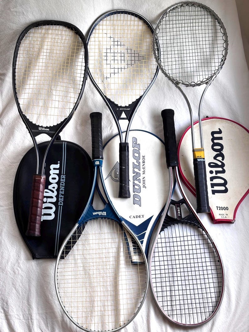 Vintage Tennis & Racquetball Racquet Collection – Wilson, Jack Kramer, Spalding, Dunlop, Prince Tennis Rackets – Retro Sports Decor image 15