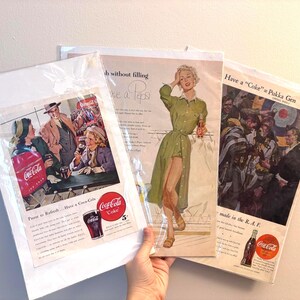 Vintage Pepsi and Coca Cola Magazine Ads Bundle, 1940s 1950s Soda Advertising Prints