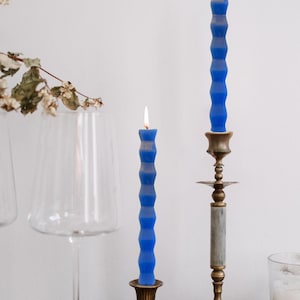 Wavy and Diamond Taper Candles, 2 Pack Candlesticks - Trendy Candle, Boho Decor, Home Decor