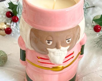 Pink Nutcracker Jar Sugar Cinnamon Scented Christmas Candle