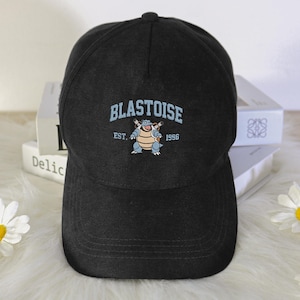 Blastoise Embroidered Baseball Cap Cute Water Turtle Design Vintage Dad Hat Unisex Adjustable Cap Blastoise Hat Gifts