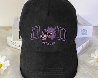 DAD Gengar Gastly Embroidered Baseball Cap Ghost Character Vintage Dad Hat Anime Style Adjustable Cap Cute Gengar Hat Gifts