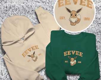 Eevee Embroidered Sweatshirt Cute Character Hoodie Personalized Unisex Sweater Eevee Shirt Gifts