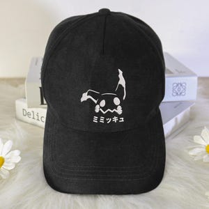 Mimikyu Embroidered Hat, Cute Ghost Baseball Cap, Vintage Embroidered Dad Hat, Anime-Inspired Cap, Mimikyu Cap Gift