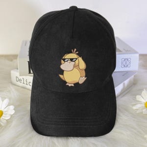 Psyduck Embroidered Baseball Cap, Funny Kaki Dad Hat Gift, Adjustable Anime Embroidery Hat, Unisex Cute Baseball Cap, Psyduck Cap Gift