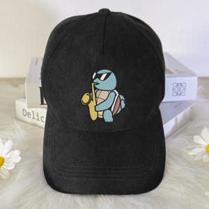 Squirtle Embroidered Cap, Funny Turtle Dad Hat, Adjustable Cartoon Cap, Cute Streetwear, Gift for Him or Her