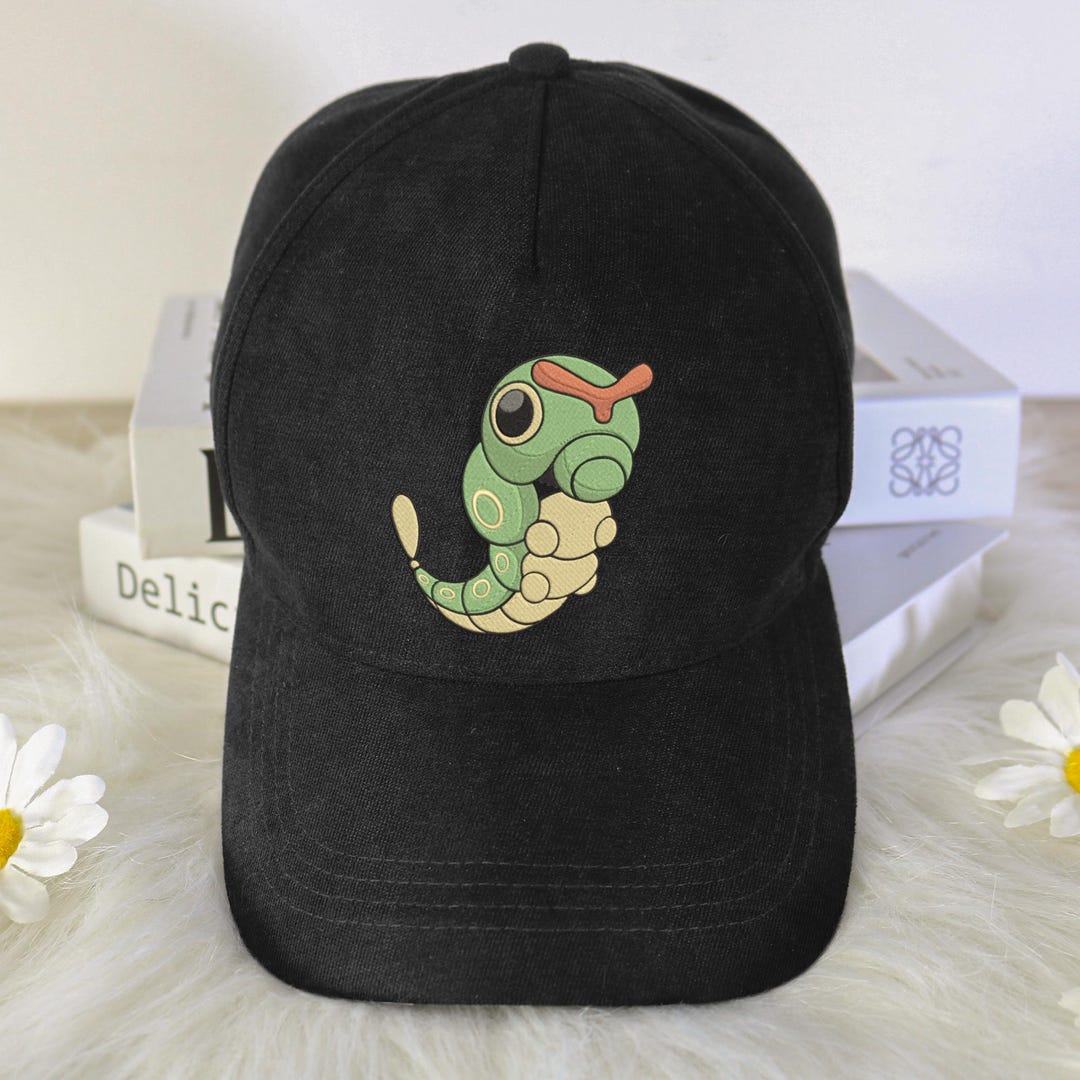 Green Bug Embroidered Baseball Cap, Cute Caterpillar Dad Hat, Vintage ...