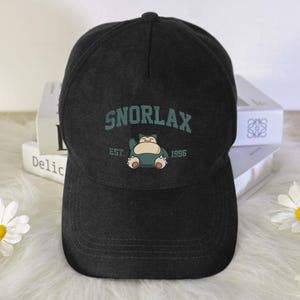 Snorlax Embroidered Hat, Snorlax Baseball Cap, Lazy Anime Character Cap, Vintage Dad Hat, Cute Embroidered Baseball Cap for Men and Women