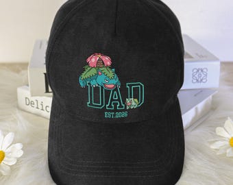 Cappellino da baseball ricamato PAPÀ Venusaur Bulbasaur Simpatico cappello da papà con evoluzione familiare, cappellino vintage regolabile, regalo per papà, cappelli Bulbasaur