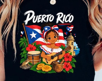 Puerto Rican Princess Girl Png, Flag Hispanic Heritage Month Kids Shirt Design, Digital Download
