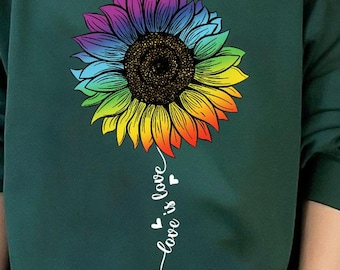 Pride Png, Love is Love Sunflower Png, Gay Pride Png, Gay Pride Shirt Png, LGBTQ Png, Pride Month Png Design, Sublimation Designs