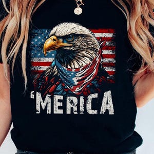 Merica USA American Flag Patriotic 4th of July Bald Eagle png, American Flag Bandana Bald Eagle Png, Funny Retro Independence Day Png