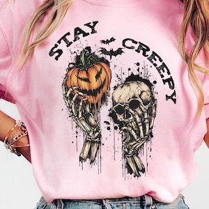 Stay Creepy PNG, Retro Dripping Heart Halloween Png, Skeleton Hand Spooky Graphic, Grunge Horror Sublimation Design Trendy Png, Skeleton Png