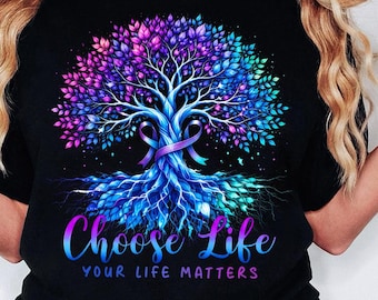 Choose Life Semicolon Suicidal Prevention Mental Health Png, digital download