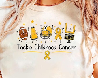 Tackle Childhood Cancer Awareness Football Gold Ribbon Png, Funny Shirt Design