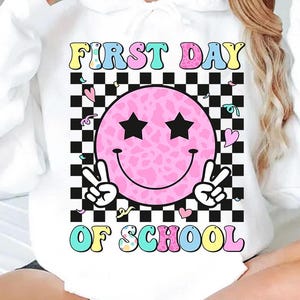 Groovy First Day of School Png, Back To School Png, Kids First Day of School Gift for Teacher Png, First Day of School Shirt Png Design