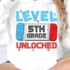 Level 5th Grade Unlocked Back To School First Day Boys Kids png, Back to School png for Gamers, First Day of School, Funny Gaming,Video Game