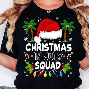 Christmas In July Squad Funny Summer Xmas Men Women Kids png, Christmas In Summer, Summer Vibes Png, Tropical Santa , Holiday Png