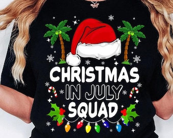 Christmas In July Squad Funny Summer Xmas Men Women Kids png, Christmas In Summer, Summer Vibes Png, Tropical Santa , Holiday Png