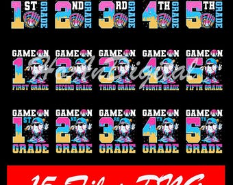 5+ Files 1st Grade/ 2nd/ 4th/ 5th Grade/ prek/ Kindergarten Back To School Baseball Drip Game On Png, Digital Download