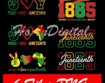5+ Files Peace Love Juneteenth 1865 Freedom Day June 19th African Png, Digital Download