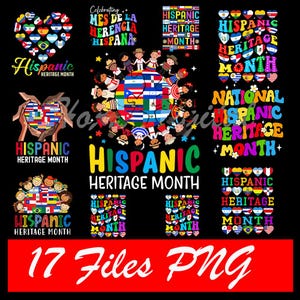 15+ hispanic heritage month png bundle, Hispanic Heritage PNG Bundle, Latin Flags Sublimation, Multicultural Pride, Heritage Month png