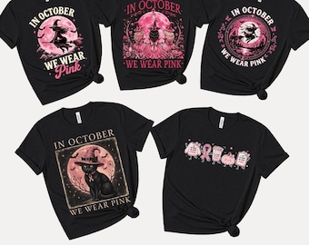 5+ Files Pink Ribbon Png, In October We Wear Pink Png, Breast Cancer Awareness Witch Ghost Halloween Funny Design, Digital Download
