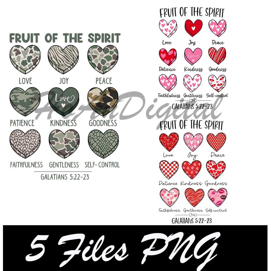 5+ Files Fruit of the Spirit Christian Hearts Galatians 5 22-23 Bundle ...