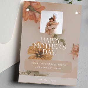 Gepersonaliseerde familiefoto Moederdagkaart 2025, aangepast olieverfschilderij van foto, Moederdagcadeau, verjaardagscadeau voor moeder, cadeau nieuwe moeder
