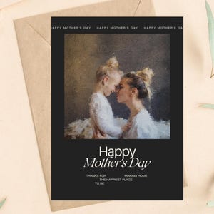 Pintura al óleo minimalista y sencilla personalizable a partir de una foto para la tarjeta del Día de la Madre, decoración de pared, regalo para mamá, regalo para mamá, regalo para abuela, regalo para Nana