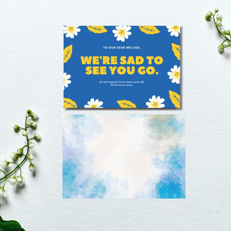 Bold Floral Farewell Card Canva Template, Editable Goodbye Card for ...