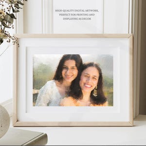 Olieverfschilderij familieportret, vaderdagcadeau, gepersonaliseerd schilderij van foto, aangepaste familieafdruk Moederdagcadeau, fotokunst mamakaart