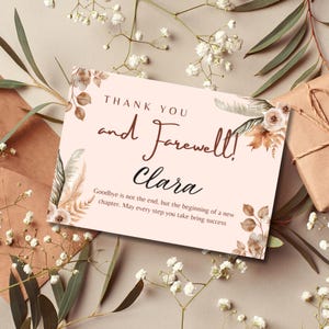 Boho Neutral Canva Farewell Card, Editable Goodbye Template, Printable Digital Message Card for Colleague or Teacher 0145