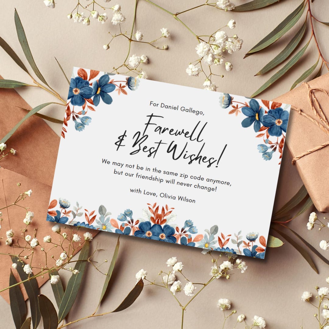 Farewell & Best Wishes Canva Template, Editable Goodbye Card for ...