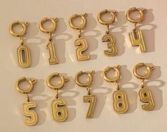 18K Gold Plated Number Charms 0-9 - Personalized Jewelry Making Charms, Lucky Number Pendant, Angel Number Charm for Bracelet Necklace DIY