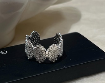 Sterling Silver Statement Ring | Wide Band Filigree Ring | Gift for Her