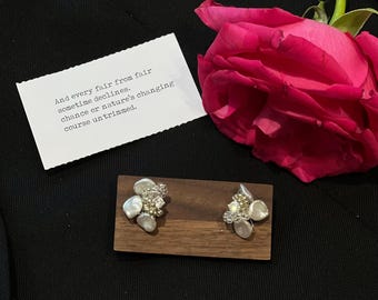 Barokke oorbellen met parelbloemen: 925 sterlingzilveren bruidssieraden