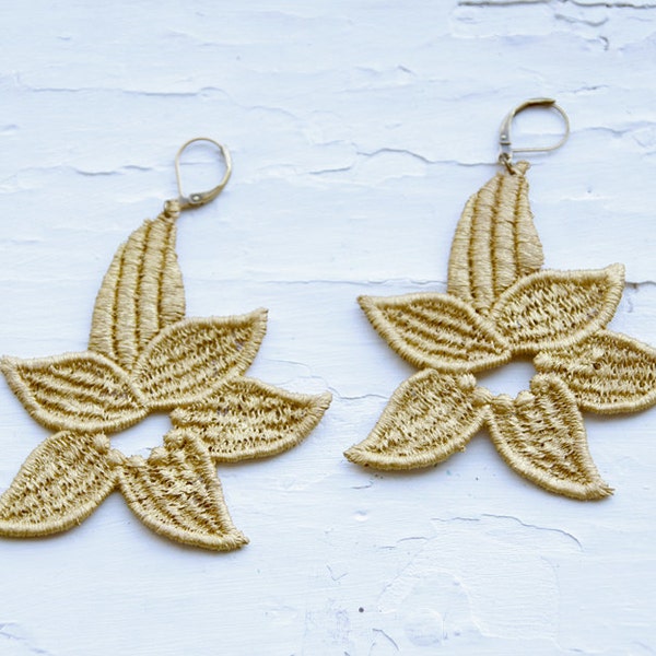 Gold Lace Earrings - Suisan