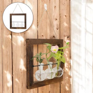 Eco-Chic Wandpflanztopf: Glasterrarium-Glühbirnenvase mit Holzrahmen für Schreibtisch, Vermehrungsstation & hängendes Dekor